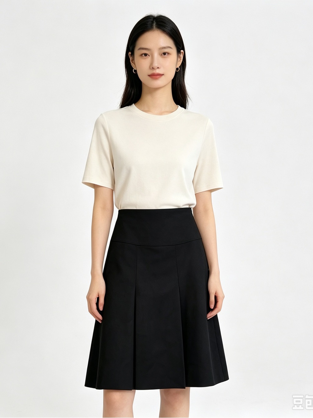 Akris Punto Pleated skirt Wool Size 6 Black